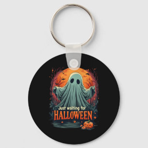 Just Waiting For Halloween Funny Spooky Season Gra Key Ring