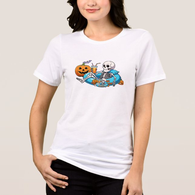 Just Waiting for Halloween – Funny Spooky Tri-Blend Shirt (Front)