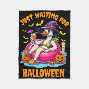 Just Waiting For Halloween Goose Summer Spooky Sea Fleece Blanket