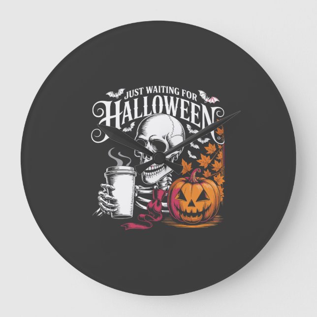 Just Waiting For Halloween Large Clock (Front)