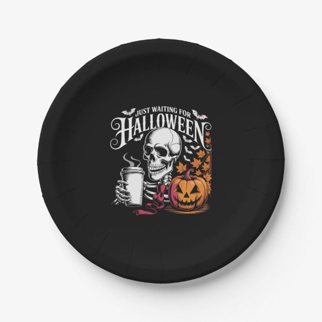 Just Waiting For Halloween Paper Plate (Front)