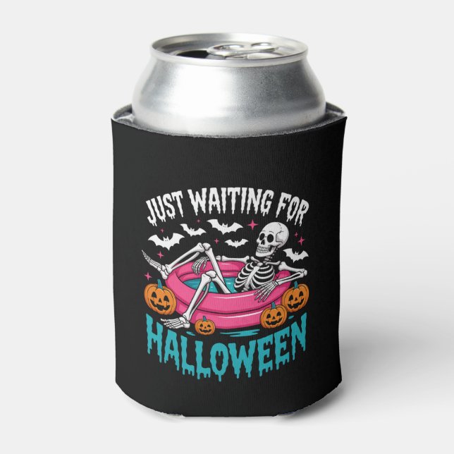 Just Waiting For Halloween Png Can Cooler (Can Front)