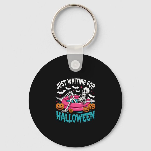 Just Waiting For Halloween Png Key Ring (Front)