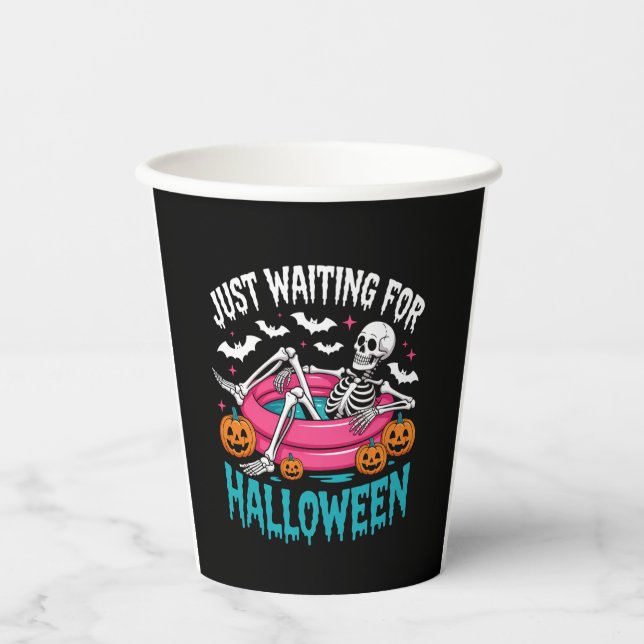 Just Waiting For Halloween Png Paper Cups (Front)