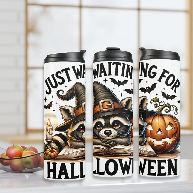 Just waiting for Halloween Racoon Salem Witch Thermal Tumbler (Just waiting for Halloween Raccoon Salem Witch Thermal Tumbler)