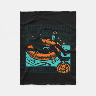 Just Waiting For Halloween Relaxing Skeleton Spook Fleece Blanket