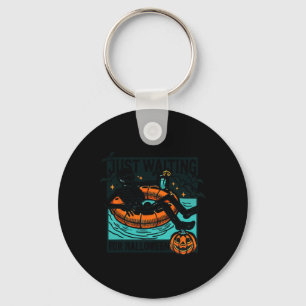Just Waiting For Halloween Relaxing Skeleton Spook Key Ring