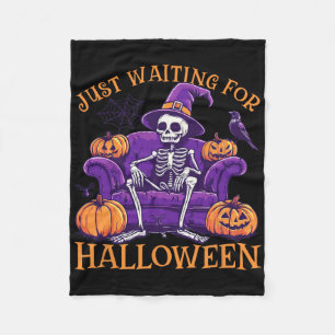 Just Waiting For Halloween Shirt - Summerween Funn Fleece Blanket