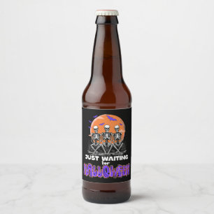 Just Waiting for Halloween, Skeleton Cute Beer Bottle Label