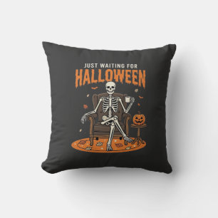 Just Waiting For Halloween Skeleton Design_1 Cushion