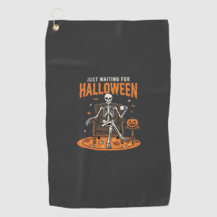 Just Waiting For Halloween Skeleton Design_1 Golf Towel