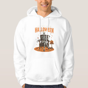 Just Waiting For Halloween Skeleton Design_1 Hoodie