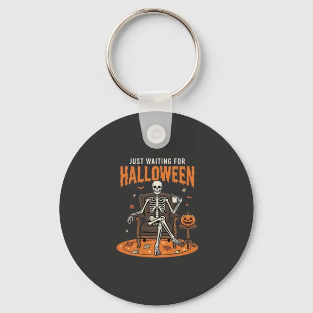 Just Waiting For Halloween Skeleton Design_1 Key Ring (Front)