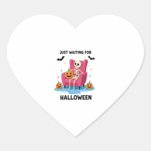 Just Waiting for Halloween Skeleton Heart Sticker