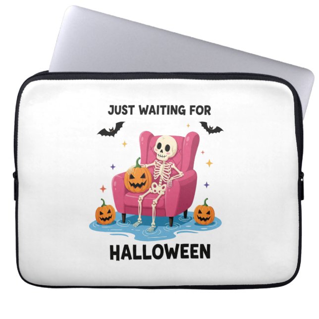 Just Waiting for Halloween Skeleton Laptop Sleeve (Front)
