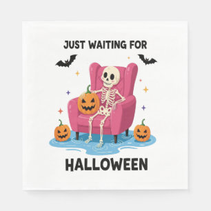 Just Waiting for Halloween Skeleton Napkin