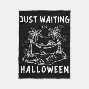 Just Waiting For Halloween Skeleton Spooky Vibe Fu Fleece Blanket