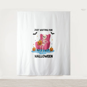 Just Waiting for Halloween Skeleton Tapestry