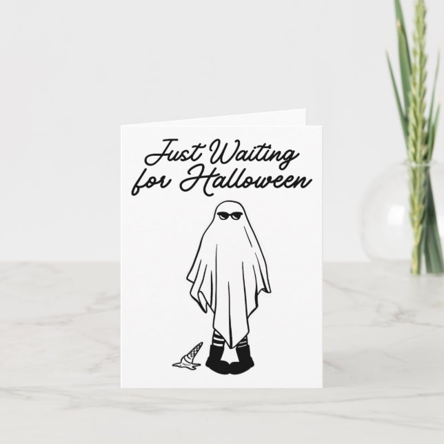 Just Waiting For Halloween Spooky Ghost Summer Hal Card (Front)