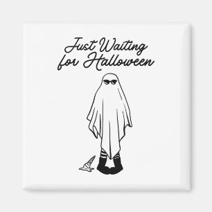 Just Waiting For Halloween Spooky Ghost Summer Hal Magnet