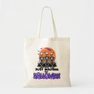 Just Waiting for Halloween, Spooky Skeleton Cute Tote Bag