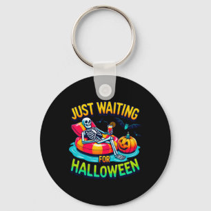 Just Waiting For Halloween Spooky Skeleton Summer Key Ring
