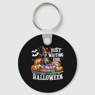 Just Waiting For Halloween Spooky Skeleton Summer Key Ring
