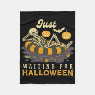 Just Waiting For Halloween Spooky Skeleton Trick O Fleece Blanket