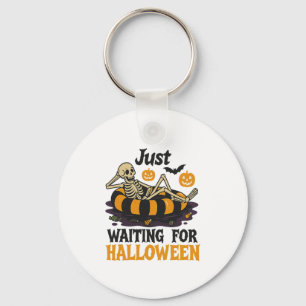 Just Waiting For Halloween Spooky Summer Skeleton Key Ring