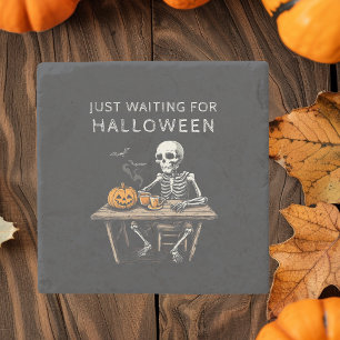 "Just Waiting for Halloween Stone Coaster   Funny 