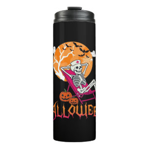 Just Waiting For Halloween Summer Nurse Skeleton P Thermal Tumbler