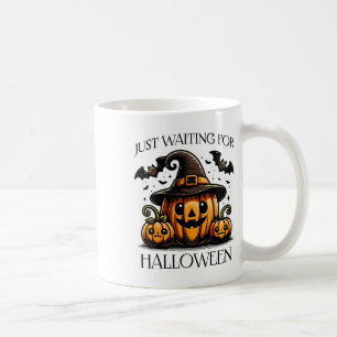 Just Waiting For Halloween Summer Spooky Pumpkin Coffee Mug