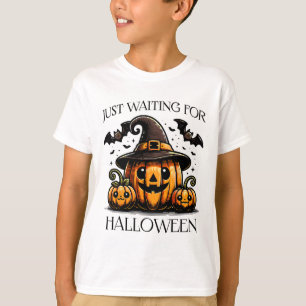 Just Waiting For Halloween Summer Spooky Pumpkin T-Shirt