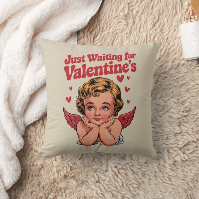 Just Waiting For Valentine's Retro Baby Cupid Love Cushion (Blanket)