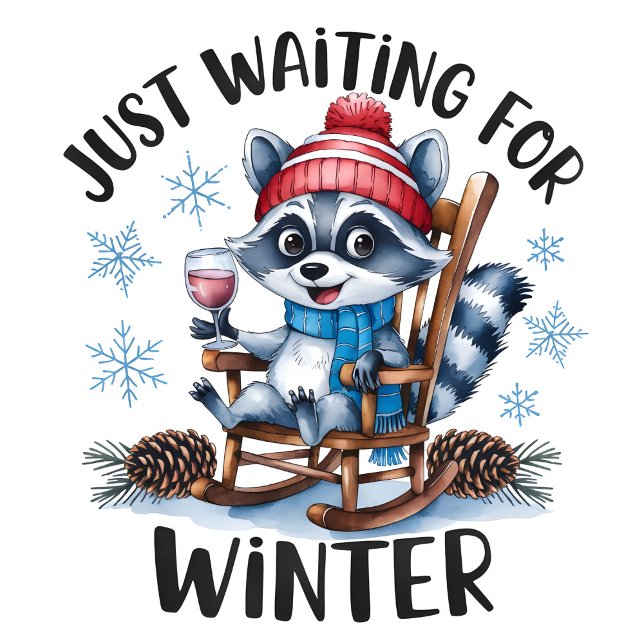Just Waiting for Winter  iPhone 15 Case (Just waiting for winter, a raccoon in rocking chair!)