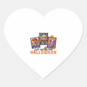 Just Waiting Halloween Fall Vibes Heart Sticker