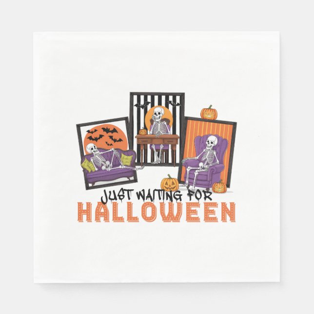 Just Waiting Halloween Fall Vibes Napkin (Front)