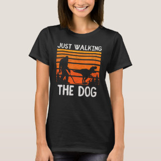 Just Walking The Dog - T Rex Dinosaur Bigfoot Vint T-Shirt