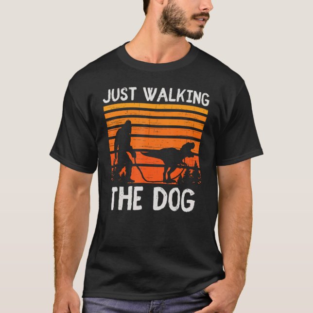 Just Walking The Dog - T Rex Dinosaur Bigfoot Vint T-Shirt (Front)