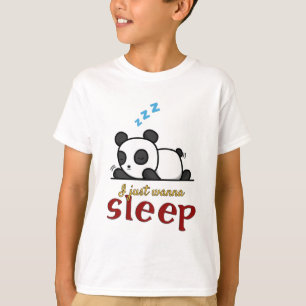 Just Wanna Sleep Cute Panda Word Art T-Shirt