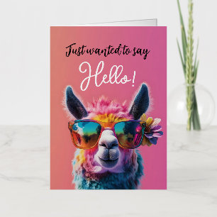 Just wanted to say Hello colorful Llama design Foil Greeting Card