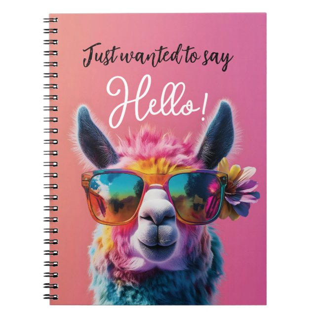 Just wanted to say Hello colorful Llama design Notebook (Front)