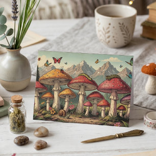 Just Wanted to Say Hello!   Whimsical Mushrooms Card