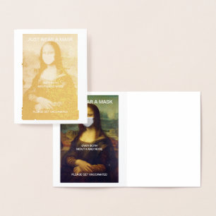 JUST WEAR A MASK MONA LISA  Gold  Foil Card