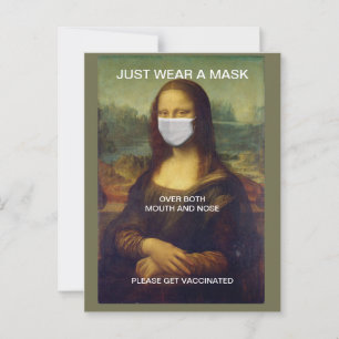 JUST WEAR A MASK MONA LISA POSTCARD