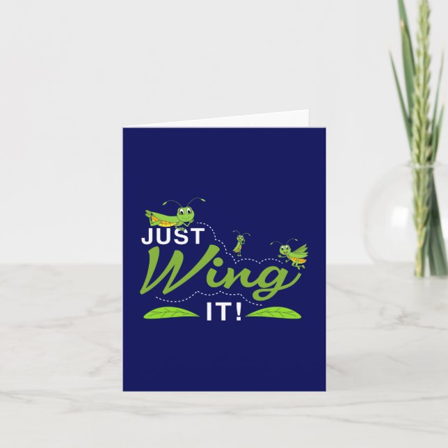 Just Wing it - Grasshopper Keep Trying Quote Card (Front)