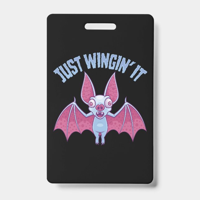 Just Wingin' It Derpy Albino Bat ID Badge (Front)