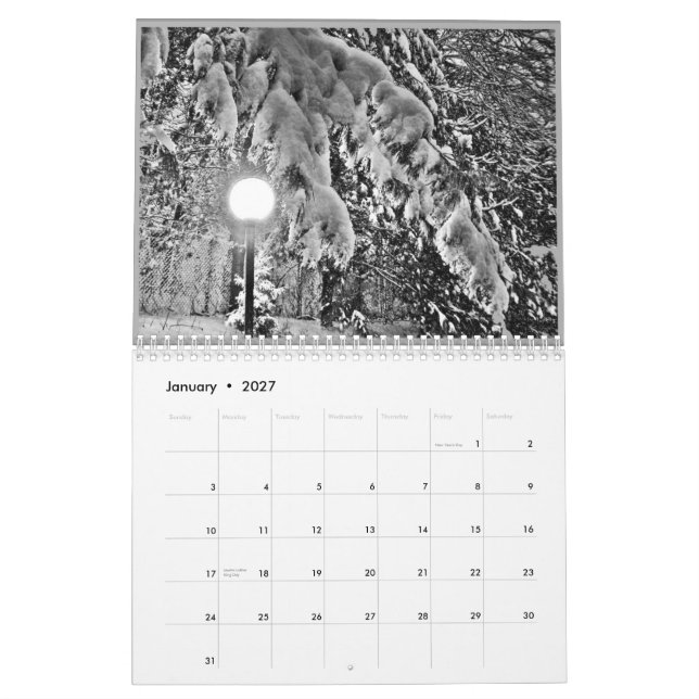 just words (black and white photos) calendar (Jan 2027)