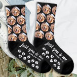 Just You & Me and the Dog Pet Photo Socks<br><div class="desc">Just You & Me and the Dog! Add the finishing touch to your wedding attire with these cute dog photo socks. They'll be a favourite of all dog lovers, dog moms and dog dads. Customise these dog photo socks with your pups favourite photo, or your engagement photo with your dog....</div>