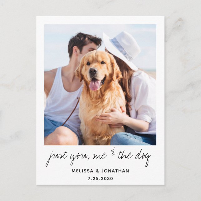 Just You Me And The Dog Wedding Elopement Announcement Postcard (Front)